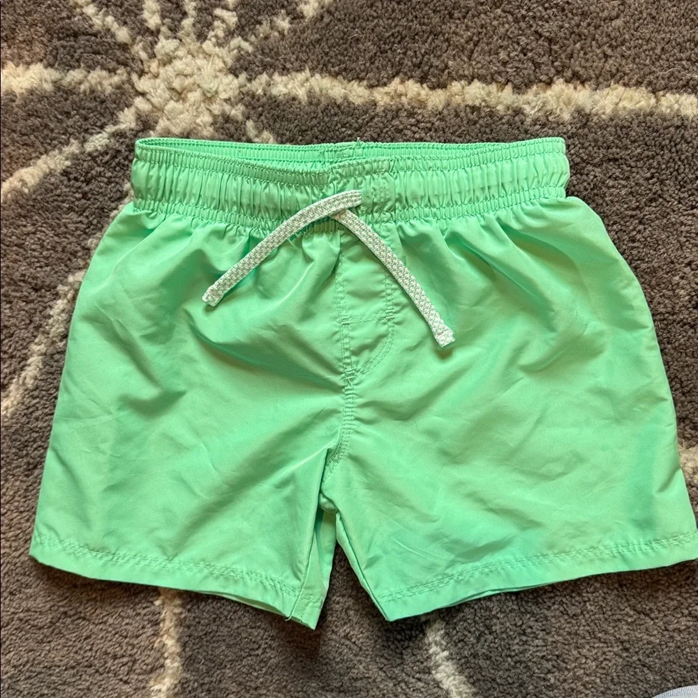 H&M Kids Swim Trunks Bathing Suit red green navy stripes whales, size 2-4 years